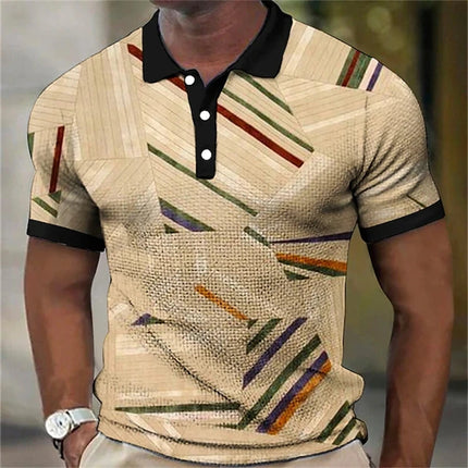 Men's Polo Shirt Colours Polo Shirt Lapel Button Up Polos Golf Shirt Graphic Prints Geometry Turndown High Quality Mens Clothes
