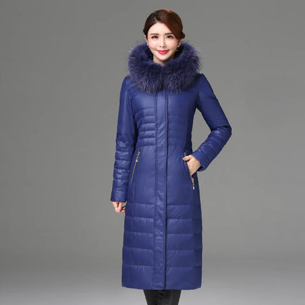 Shengyu Boya Women's Mid-Length Thickened Down Jacket with Fur Collar for Middle-Aged and Elderly, New Model