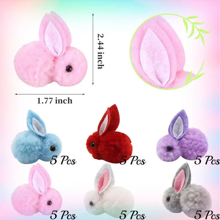 24-120pcs Mini Plush Easter Bunny Animals, Miniature Stuffed Rabbit, Soft Tiny Stuffed Easter Bunnies for Easter Basket Stuffers
