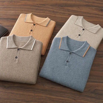 100% Goat Cashmere T-shirt Men's POLO Collar Short Sleeve Pullover 2025 Spring/Autumn New Fashion Knit Business Casual Tank Tops
