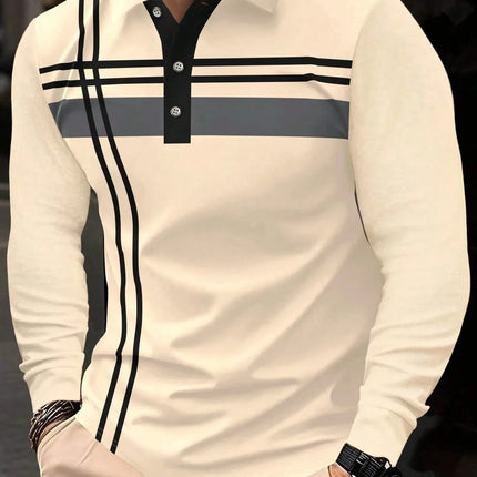 The 2025 Spring and Autumn new men's POLO skin-friendly soft shirt is a casual and fashionable men's wear with striped prints