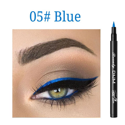 DNM 12 Colors Eyeliner Pen Waterproof Soft Sponge Head Silkworm Pen Quick Dry Black Natural Coloring Liquid Eyeliner White