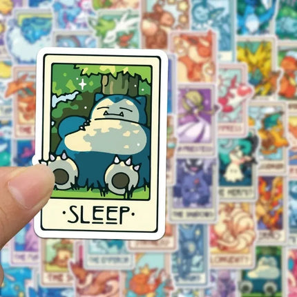 60pcs Pokemon Tarot Card Stickers Decals Cute Dragonite The Messenger Stickers for Laptop Luggage Decor Kids Toys