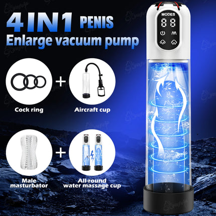 YAFEI IPX7 Electric Penis Pump Adult Sex Toy Enlarger for Men Erection Air Water Extender 4 Training 3 Suction 9 Silicone Sleeve