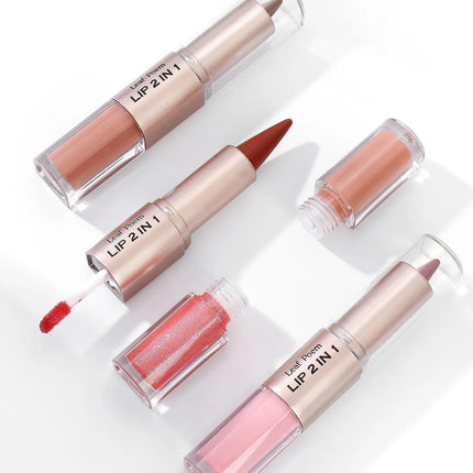 Black Brown Tapered Lip Liner Contour Pencil Double Head Mirror Plumping Lip Glaze Crystal Lip Gloss Sexy Red Lips Tint Makeup