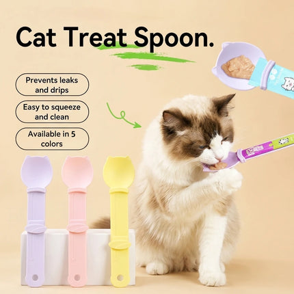 2PCS Cat Strip Feeder Spoon Easy Squeeze Cat Treat Holder for Wet Food Snacks Reusable Pet Supplies Feeding Tool Cats Kittens