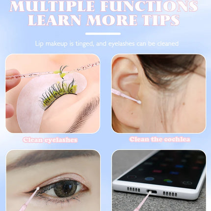 50/100PCS Disposable Eyelash Cleaning Brush Lip Brushes Micro Cotton Swab Eyelash Extension Individual Lash Removing Makeup Tool