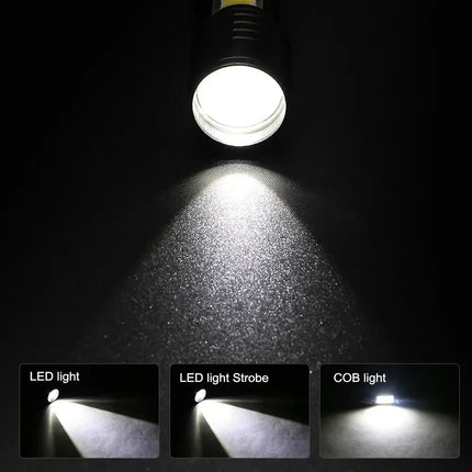 Portable COB+LED Pocket Flashlight Rechargeable Tactical Torch MINI 3 Lighting Mode with Side Lamp for Outdoor Camping Emergency