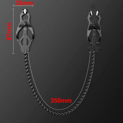 BDSM Nipple Clamps Clips,Sex Toys For Couples,Metal Clitoris Labia Clip Textured Rubber Padded Tips,SM Adult Games