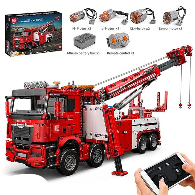 4886pcs Road Rescue Vehicle Building Block Set APP Red White Construction Heavy Truck Toy for Child Boy DIY Christmas Gift