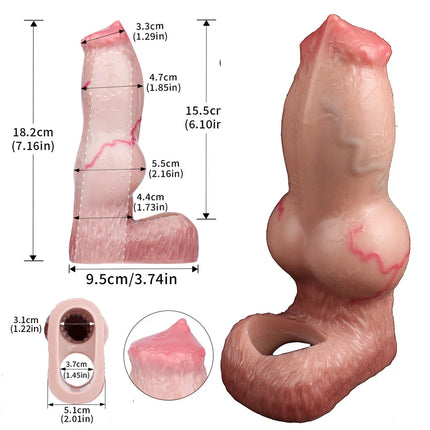 FAAK 14 styles Silicone Fantasy Horse Hollow Dildo Dog Large Knot Nude Penis Sleeve Size S M L Cock Enlarger Sex Toys For Men