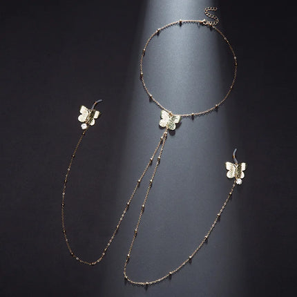 Female Gold Breast Clip Adjustable Butterfly Style Body Chain Fashion Accessory Massage Nipple SM Prop Adult Sextoy Sexy Shop18+
