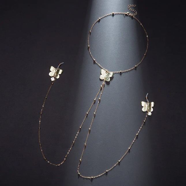 Female Gold Breast Clip Adjustable Butterfly Style Body Chain Fashion Accessory Massage Nipple SM Prop Adult Sextoy Sexy Shop18+