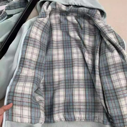 New Grid Splicing Hooded Hoodie Spring And Autumn Dressing Up Collection Casual Fashion Trends Versatile Laziness Feeling