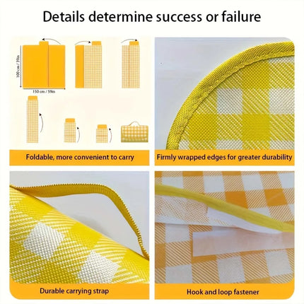 Foldable & Portable Picnic Blanket Thickened Waterproof Beach Blanket Lightweight Camping Tent Grassland Mat For Parties Travels