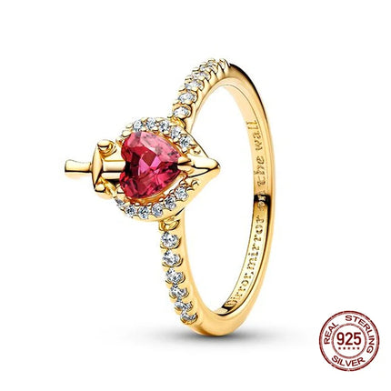 925 Sterling Silver Sun And Moon Crown Love Princess Zircon Oxide Enamel Heart Love Rings Fashion Jewelry For Women Gifts New in
