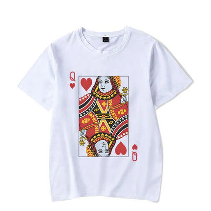 Cards Heart K/Q Graphic T Shirts Couples Y2k Fashion Queen King Tees Harajuku Funny Boyfriend Girlfriend Tee Loves Shirt