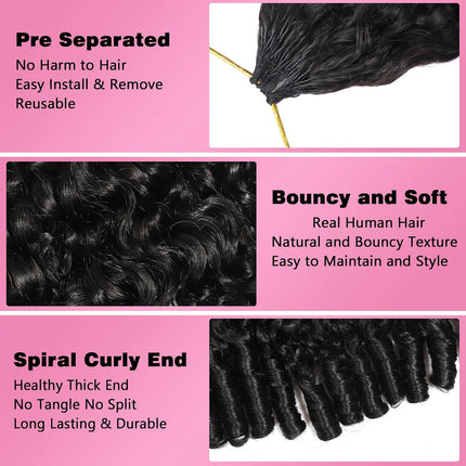 Burmese Curly Crochet Human Hair Pre Looped Deep Wave Human Hair Crochet Miracle Knots Feathered Human Crochet Hair Extensions