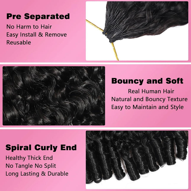 Burmese Curly Crochet Human Hair Pre-looped Deep Wave Human Hair Crochet Miracle Knots Feathered Human Crochet Hair Extensions