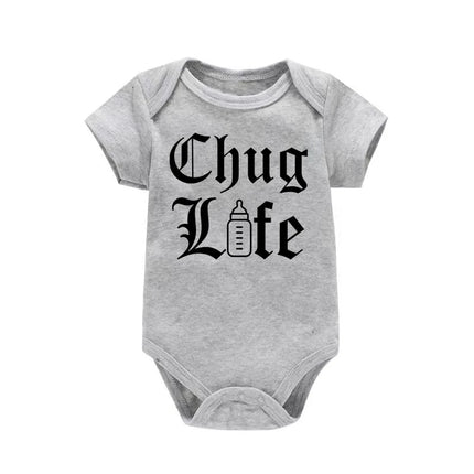 Chug Life Funny Milk Bottle Printed Newborn Baby Bodysuit Short Sleeve Infant Girls Rompers Summer Toddler Boys Ropa Clothes