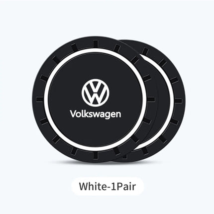 2Pcs Car Silicone Anti-Slip Water Cup Drink Mat Bottle Cup Coaster Mat For VW GTI Polo Golf Passat Scirocco Tiguan Jetta T-ROC
