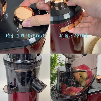 Household Slow Juicer Large Caliber Juice Extractor Pulp Separation Machine with Juice Cup