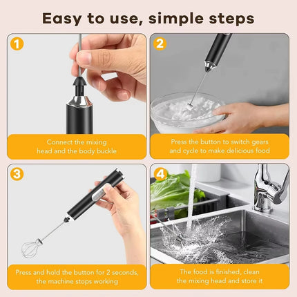 Wireless electric milk coffee mixer -3 speed egg beater suitable for latte cappuccino hot chocolate foam maker USB charging