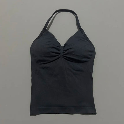 HISTELLO Impact Longline Strappy Top Sports Yoga Vest Women Fitness Tank Top Gym Beautiful Open Back Bra Running Workout Halter