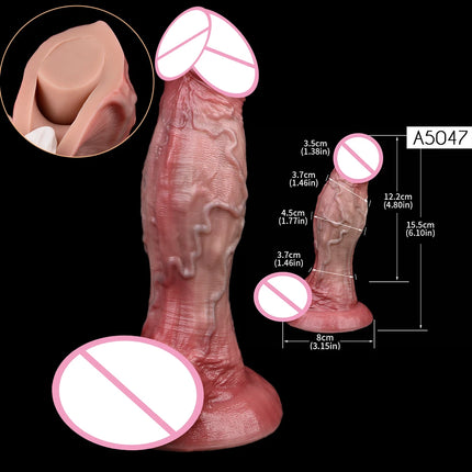 SXXY Skin Texture Lifelike Double Layer Silicone Dildo Elastic Soft Anal Plug Vaginal Anus Stimulator Dual Layer Penis Sex Toys