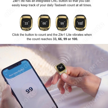 2026 Newest Qibla Zikr Muslim Smart Ring Tally Tasbeeh Counter 5 Prayer Time Reminder Waterproof Smart Rings Men Women Muslims
