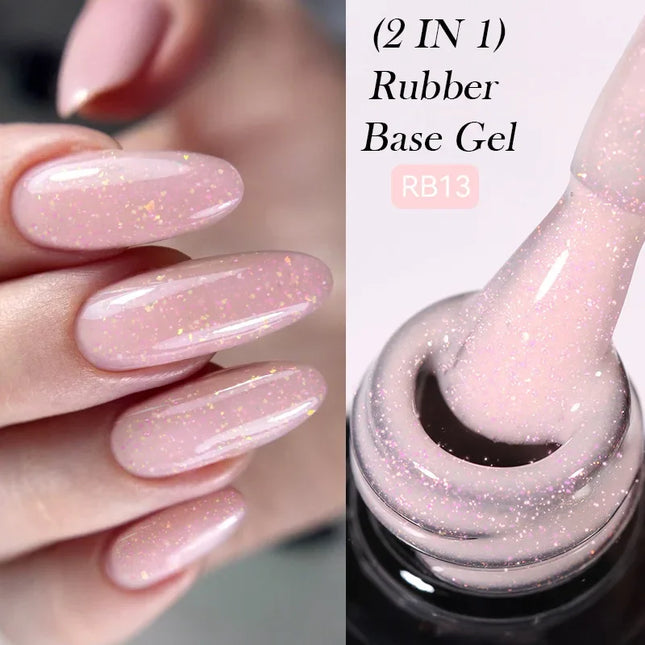 7ml Nude Pink Rubber Base Gel Nail Polish Foil Effect Semi Permanent Uv Gel Soak Off Self Leveling Gel Varnish Nail Art Base Gel