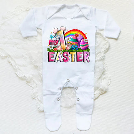 My First Easter Bunny Printed Baby Babygrow Sleepsuit Bodysuit Newborn Coming Home Hospital Outfit Infant Easter Party Romper