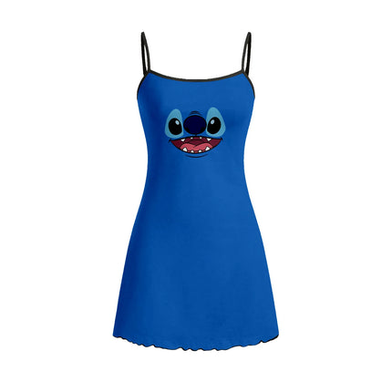 Women's Disney Stitch Cute Cartoon Pattern Hanging Skirt Sleepwear Home Clothes