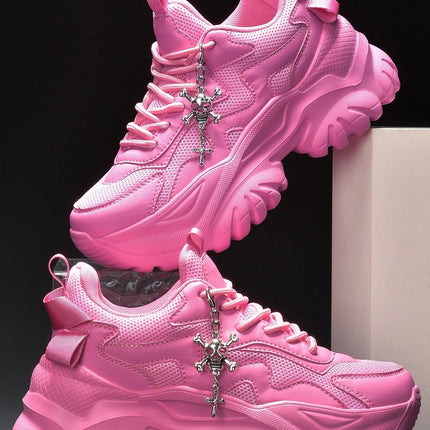 Women's outdoor four seasons fashion casual shoes Black platform high heels women's Halloween punk style light women's sneakers