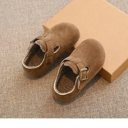 Children Flat Shoes Suede for Winter Kids Moccasins Non-slip Soft Sole 2024 Brand New Boys Girls Leather Shoes Warm Retro Trendy