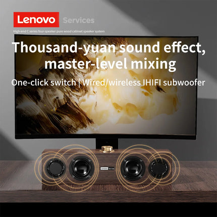 Lenovo C02 Multimedia Speaker Retro Design Bluetooth Wired Dual Mode Speakers Enhanced Bass Sound with Universal Compatibility