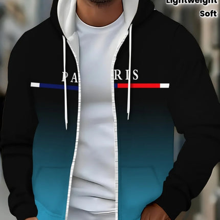 Fashion Gradient Graphic Hooded Zip-Up Casual Sports Pocket Design Long Sleeve Streetwear Outdoor Travel Street Oversized Hoodie