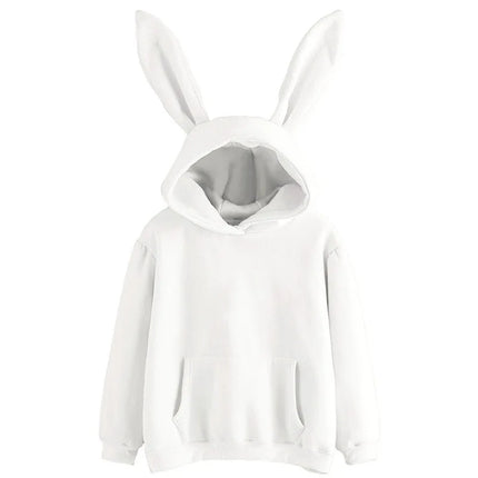 2025 Autumn Winter Women Hoodies Kawaii Rabbit Ears Fashion Hoody Casual Loose Solid Color Warm Sweatshirt Hoodies For Women