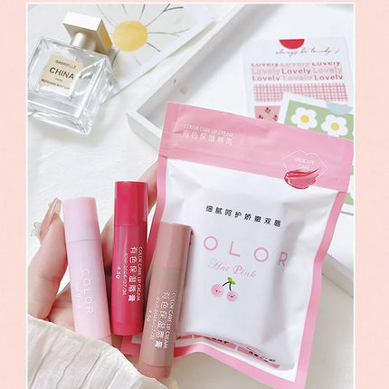 HAIPINK 3-Piece Set Tinted Moisturizing Lip Balm - Hydrating, Fade Lip Lines, Prevent Chapping