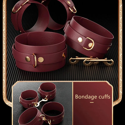 Sexy BDSM Leather Plush Bundle Set, Exotic Sex Toy, Gear Collar, Hip, Oral Erotic Bundle, Eye Mask, Whipping Nipple Clip