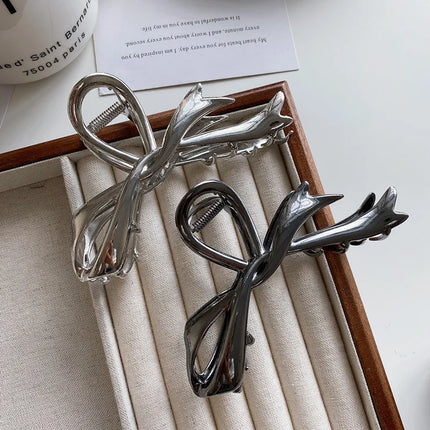 2024 New Vintage Ribbon Bow Hair Claws Exquisite Metal Hair Clip Clasp Hairpins For Women Hair Accessories Barrettes Shark Clips