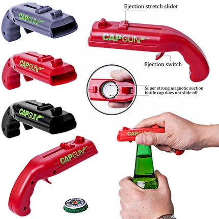 ABS Creative Pistol Bottle Opener Launches Beer Caps Fun Shooting Cap Gun Multifunctional Gadget For Home Bar Kitchen Tool