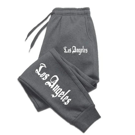 Los Angeles City Letter Print Men'S Women'S Trouser Loose Jogging Pant Fit Running Trousers Warm Jogger Casual Sweatpants Couple