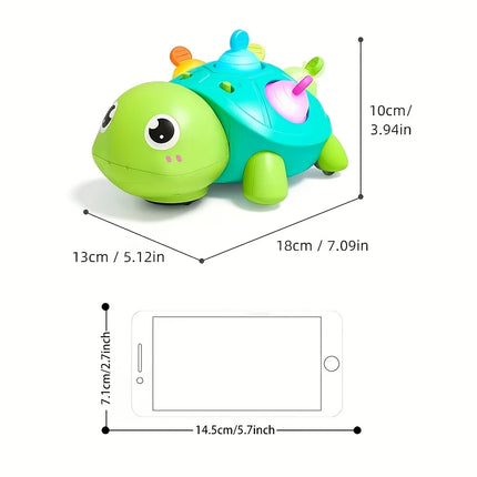 Baby Crawling Turtle Toy, Moving Musical Light-Up Infant Toy with White Noise, Obstacle Avoidance Educational Toy for 0 Months+