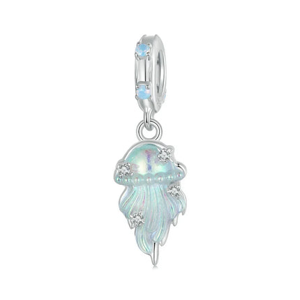 WOSTU 925 Sterling Silver Blue Conch Charm Ocean Bead Animal Turtle Starfish Pendant Fit Original Bracelet Necklace DIY Jewelry