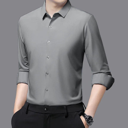 Premium Men's Ultra-Stretch Slim-fit Shirt - High-Quality Silky Business Formal Long-Sleeve Shirt for Social and Casual Wear