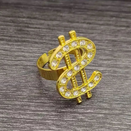 European and American exaggerated hip-hop domineering thick dollar symbol necklace alloy diamond-encrusted chain personality tr