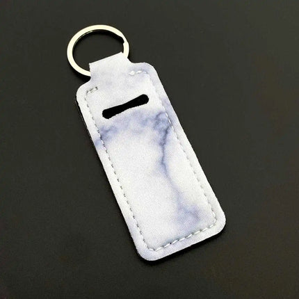 Marble Pattern Custom Keychain Women Personalize Portable Lipstick Case Cover Waterproof Lip Balm Pouch Creative Girlfriend Gift