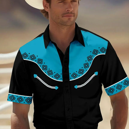 Floral western style Tribal Hawaiian shirts 3D Print Men's Summer Loose Beach Oversize Short-sleeved Top Men's Shirts For boy