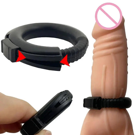 Male Adjustable Silicone Penis Cock Ring Enhancer Prolonging Delay Ejaculation Adjustable Male Chastity Device White Black